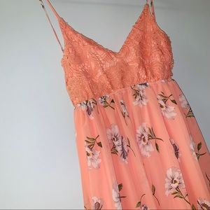 Medium floral lace spring summer sleeveless dress